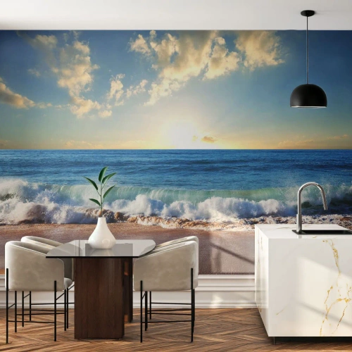 Fotobehang Premium Canvas - Beweging en stilte tegelijk - Landschap, Zee, Strand - 200x140 cm