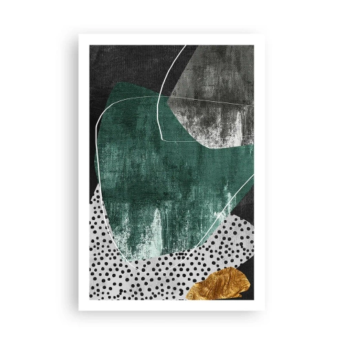 Poster - Kleurrijke abstractie met bladgoud - 61x91 cm