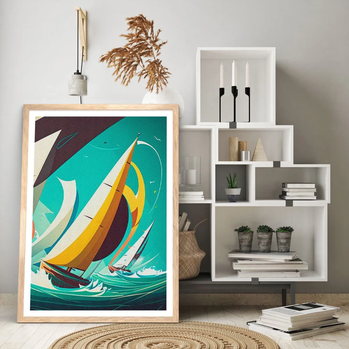 Een poster in een licht eiken lijst - Met elementen als een broer - 50x70 cm