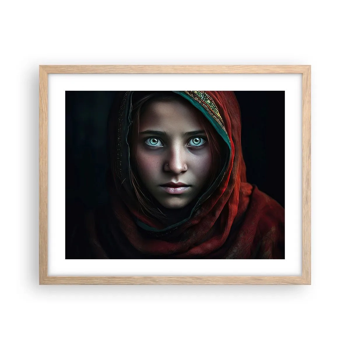 Een poster in een licht eiken lijst - Oosterse prinses - 50x40 cm