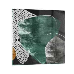 Schilderen op glas - Kleurrijke abstractie met bladgoud - 30x30 cm