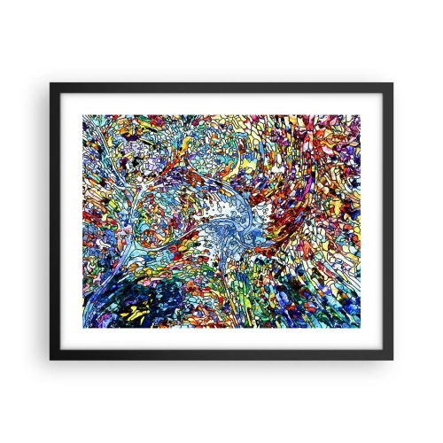 Poster in een zwarte lijst - Glas in lood druppel - 50x40 cm