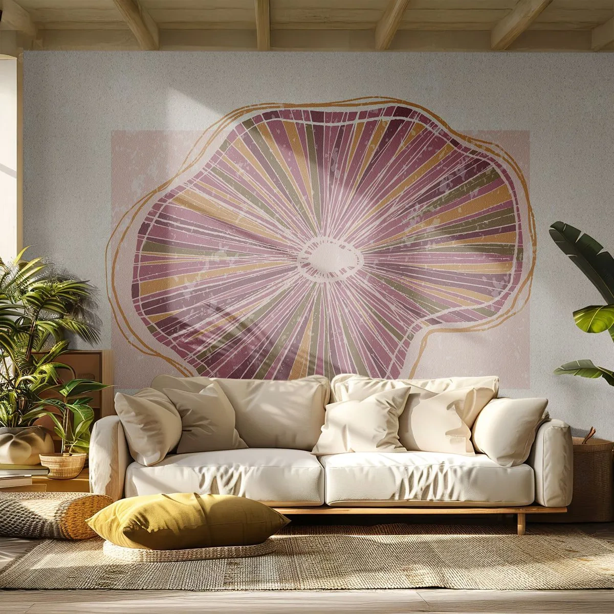 Fotobehang Standard Eco - Stralende abstractie - Boho, Minimalisme, Abstractie - 200x140 cm