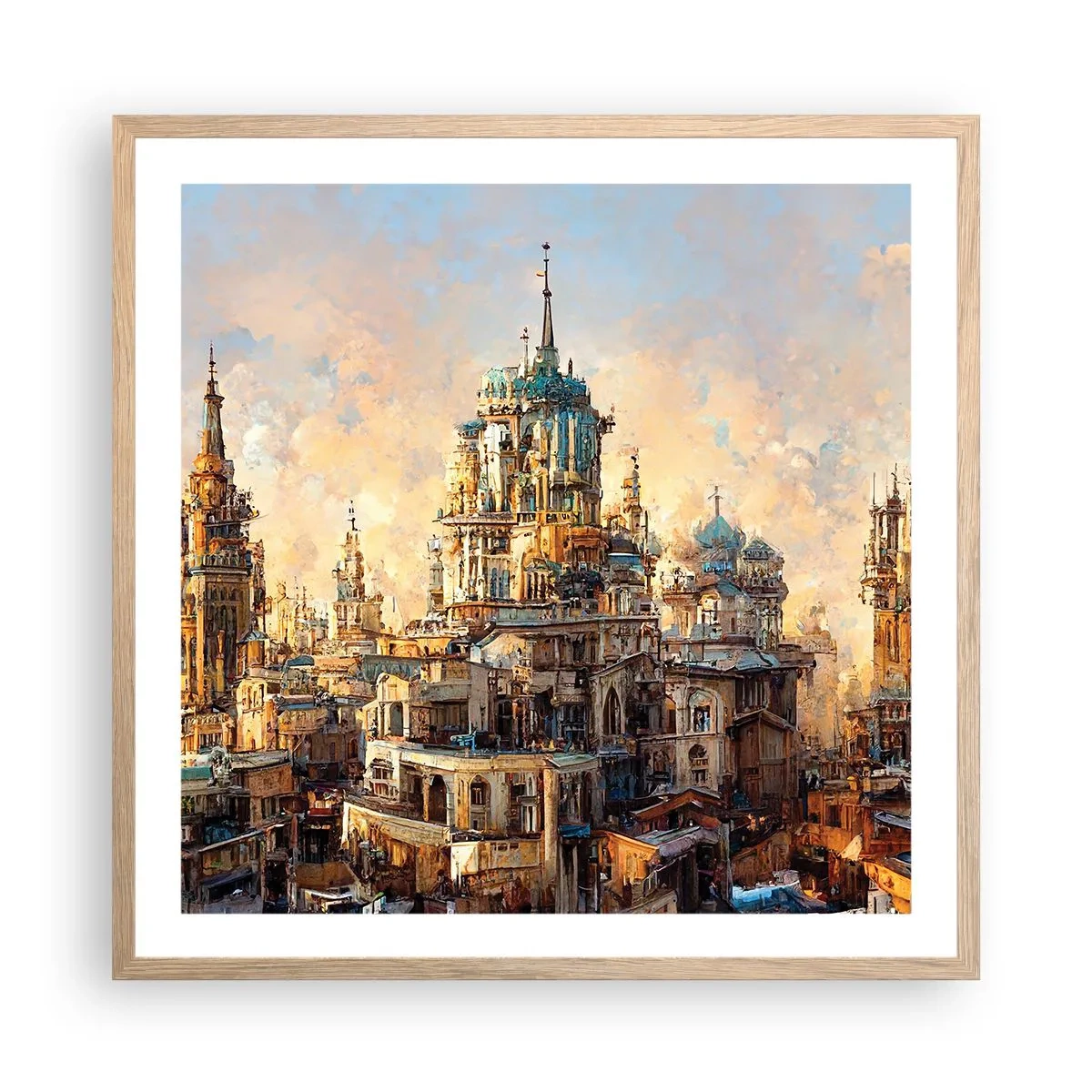 Een poster in een licht eiken lijst - Stad der steden - 60x60 cm