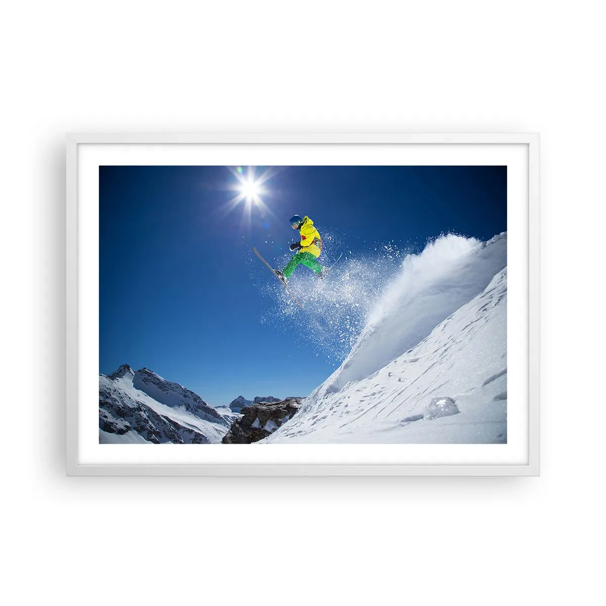 Poster in een witte lijst - Dansend met de bergen - 70x50 cm