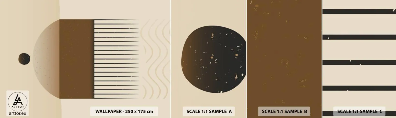 Fotobehang Monster Zelfklevend Deluxe Sticker - verschillende staten - Abstractie, Deel, Minimalisme - 100x30 cm