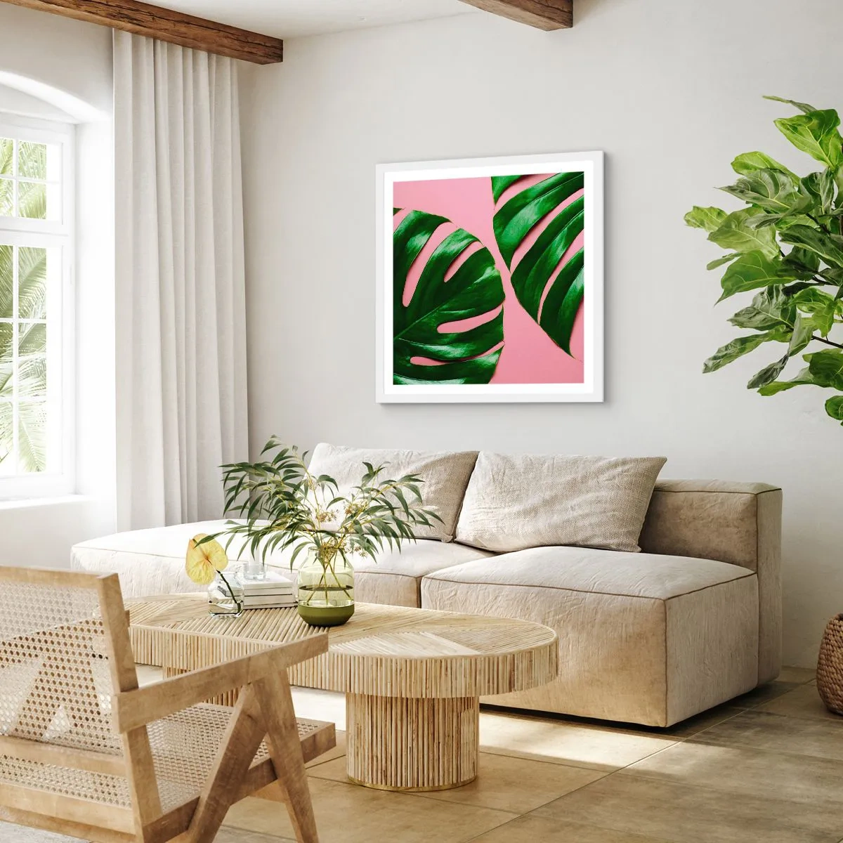 Poster in een witte lijst - Groene rendez-vous - 50x50 cm