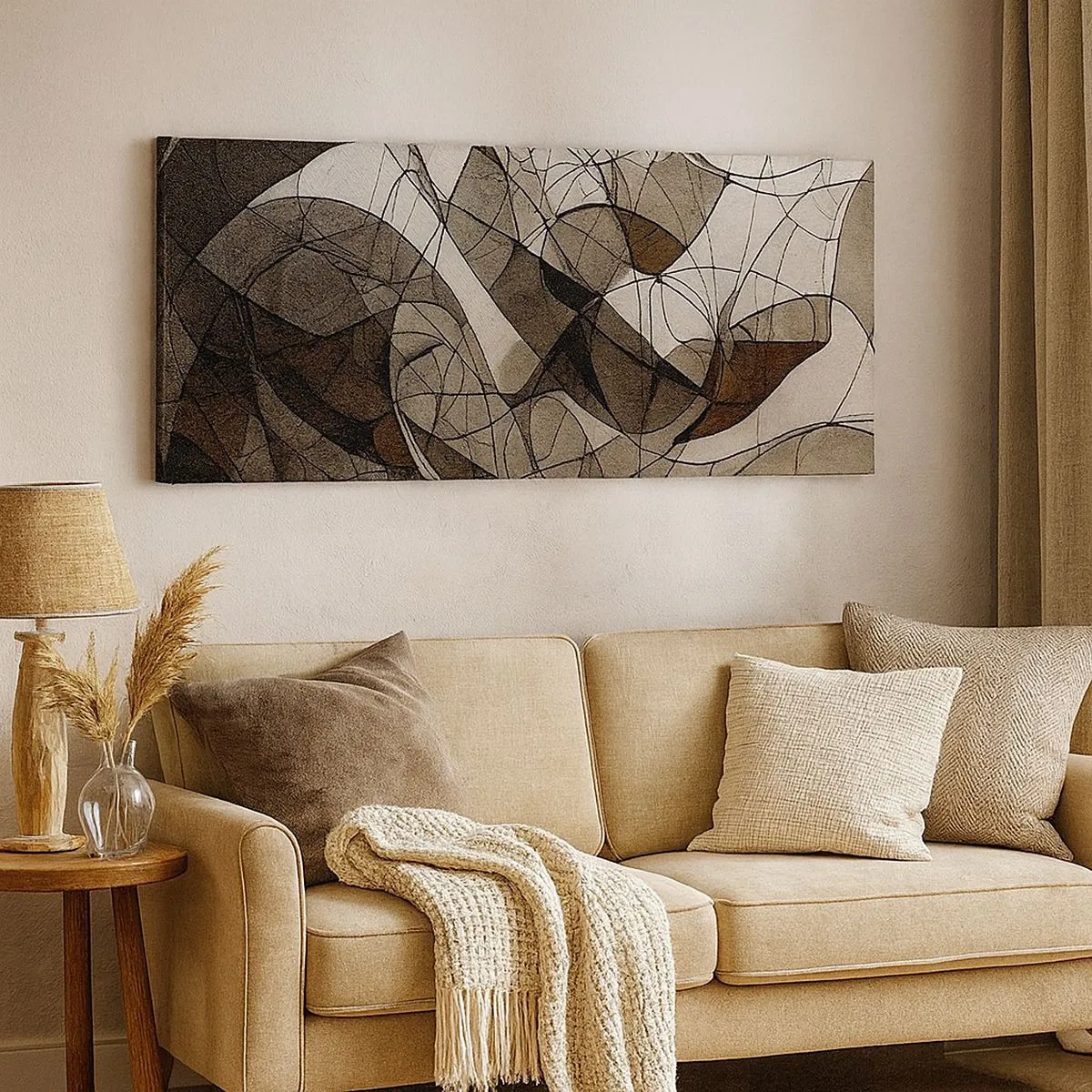 Schilderen op canvas - Circulatie van aardekleuren - 100x40 cm