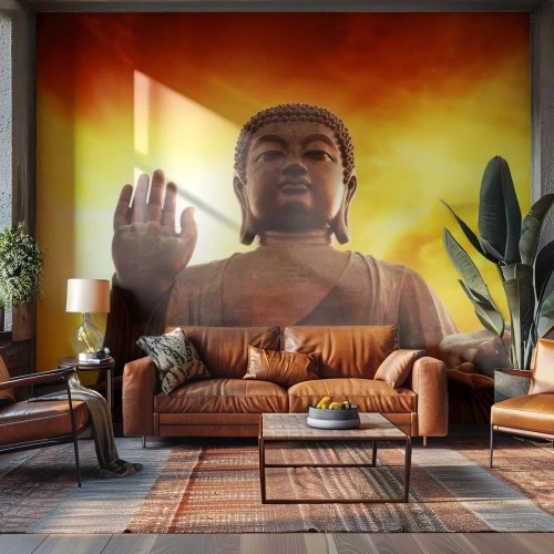 Zelfklevend Fotobehang Deluxe Sticker - Vrede van de wereld - Boeddha, Religie, Deel - 300x210 cm