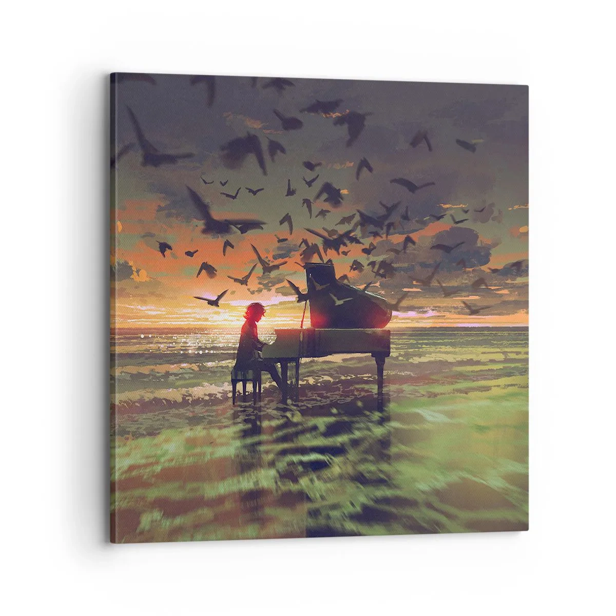 Schilderen op canvas - Concert voor piano en golven - 70x70 cm
