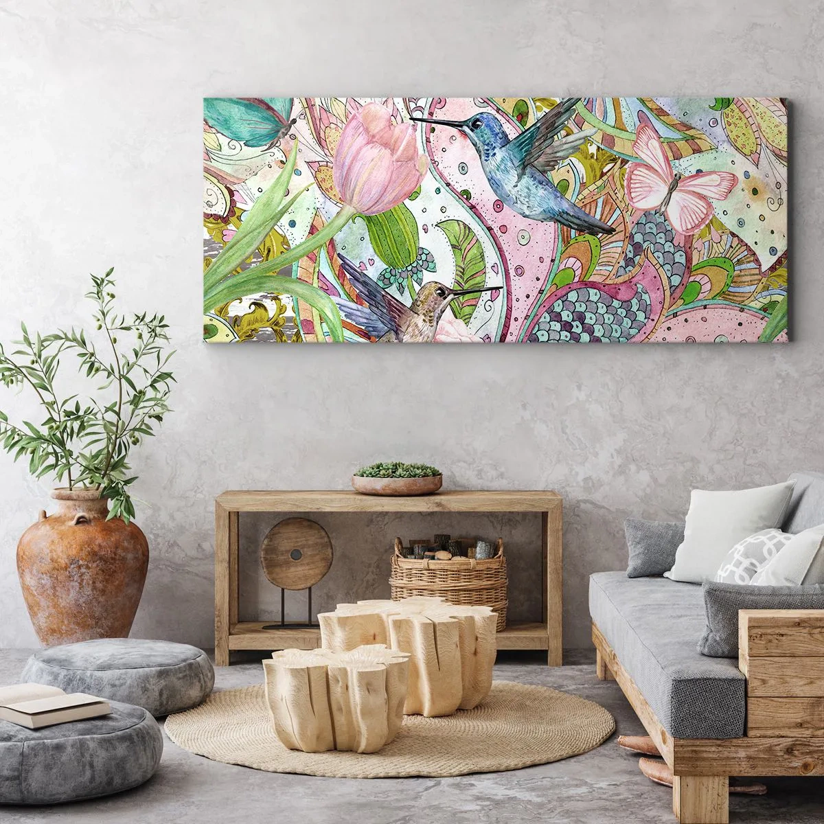 Schilderen op canvas - Verstrikt in wijnstokken - 100x40 cm