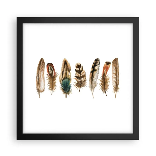 Poster in een zwarte lijst - Een gevederde variatie - 30x30 cm