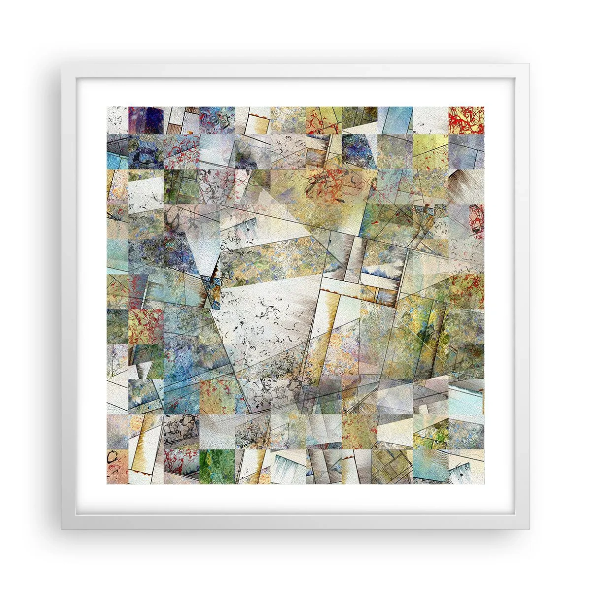 Poster in een witte lijst - Geometrische schuifeling - 50x50 cm