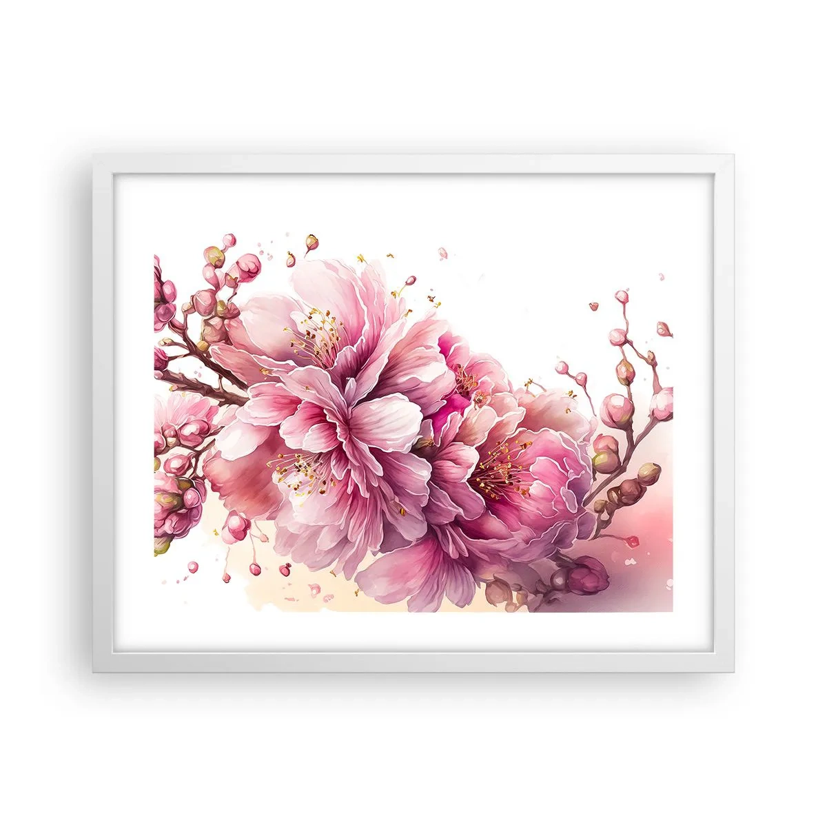 Poster in een witte lijst - Kersenbloesem - 50x40 cm