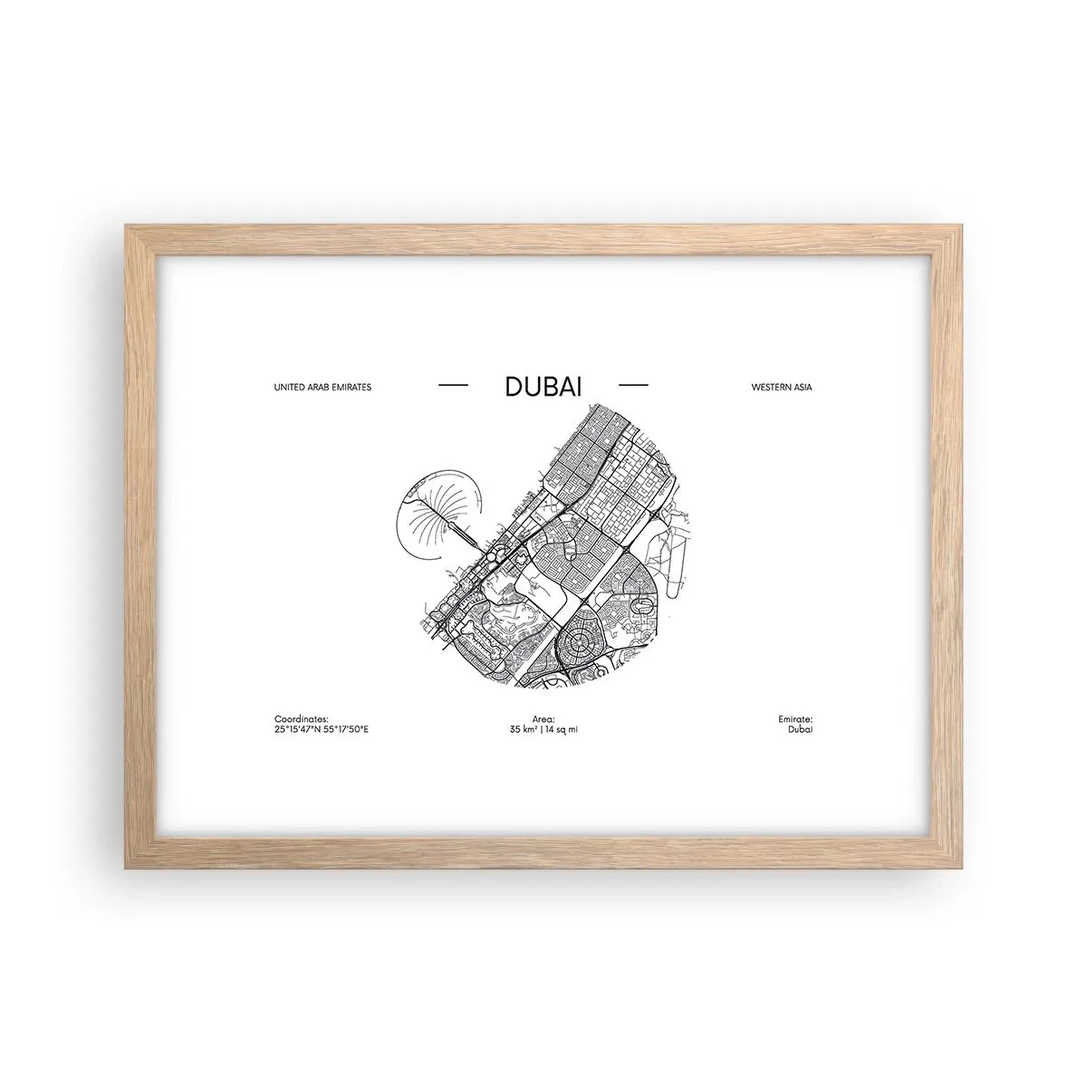 Een poster in een licht eiken lijst - Anatomie van Dubai - 40x30 cm