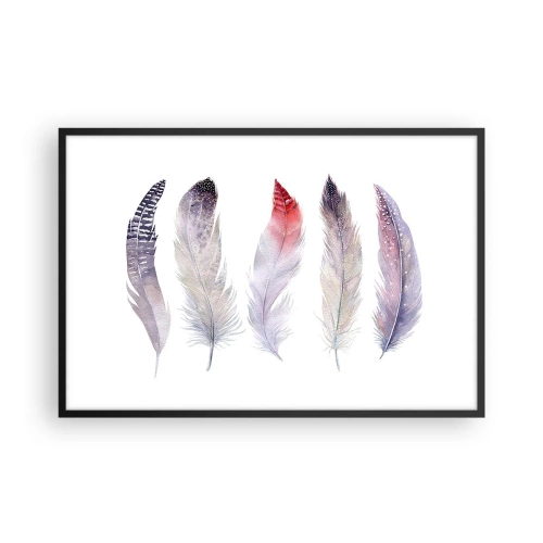 Poster in een zwarte lijst - Delicaat als veelkleurige mist - 91x61 cm