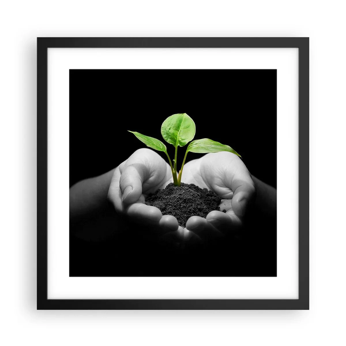 Poster in een zwarte lijst - Ik hou van de natuur, ik bescherm haar - 40x40 cm