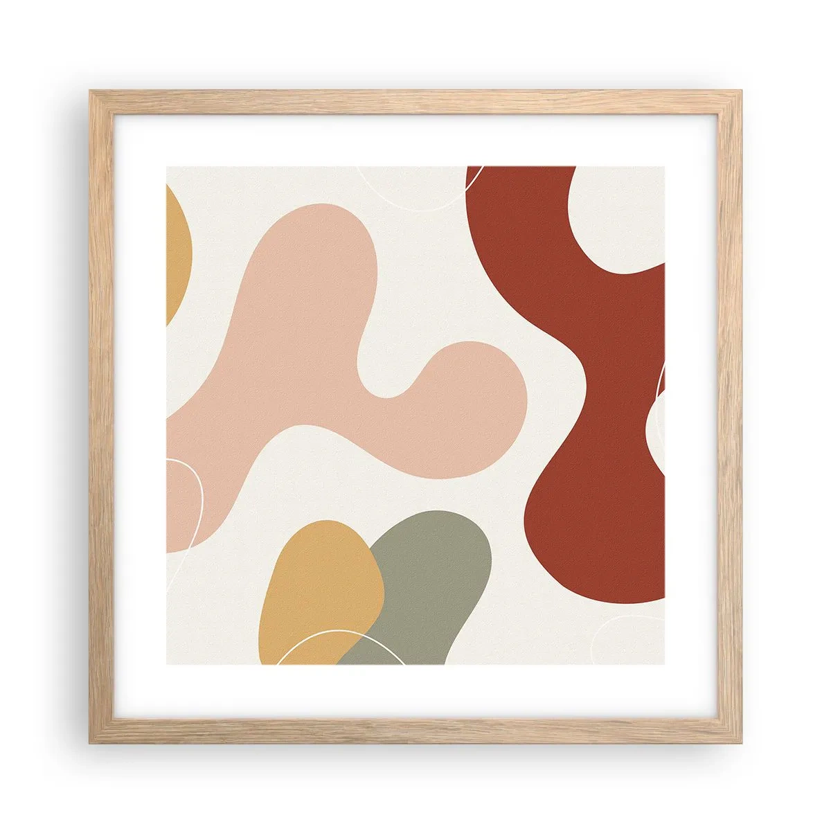 Een poster in een licht eiken lijst - Kronkels of krullen? - 40x40 cm