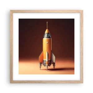 Een poster in een licht eiken lijst - Het begint met een droom - 40x40 cm