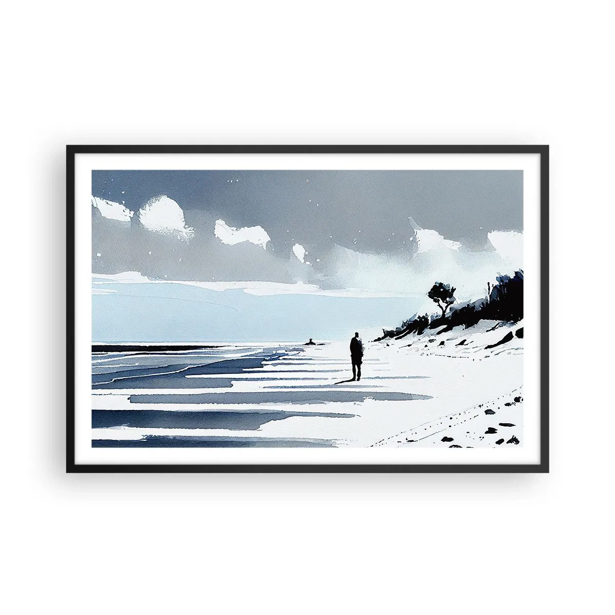 Poster in een zwarte lijst - Alleen - 91x61 cm