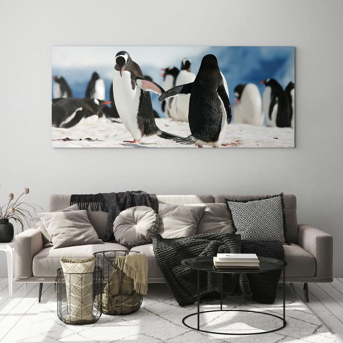 Schilderen op glas - Dansen in de sneeuw - 140x50 cm