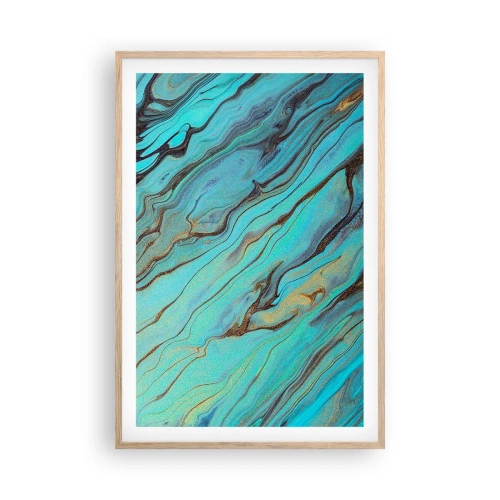 Een poster in een licht eiken lijst - Turquoise vloed - 61x91 cm