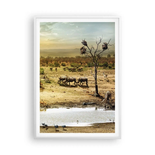 Poster in een witte lijst - "Er stroomde een rivier uit Eden …" - 70x100 cm