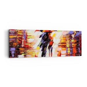 Schilderen op canvas - Samen door de nacht en regen - 90x30 cm