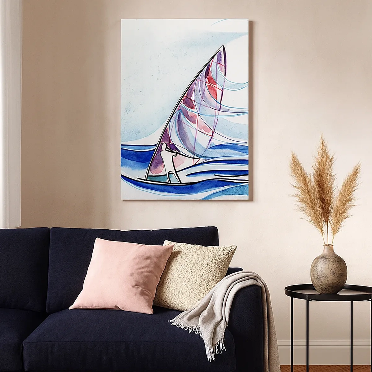 Schilderen op canvas - Met de wind op het ritme van de golven - 50x70 cm