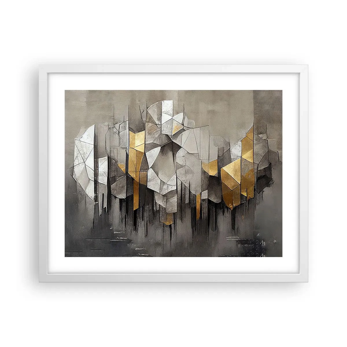 Poster in een witte lijst - Compositie van ijs en licht - 50x40 cm