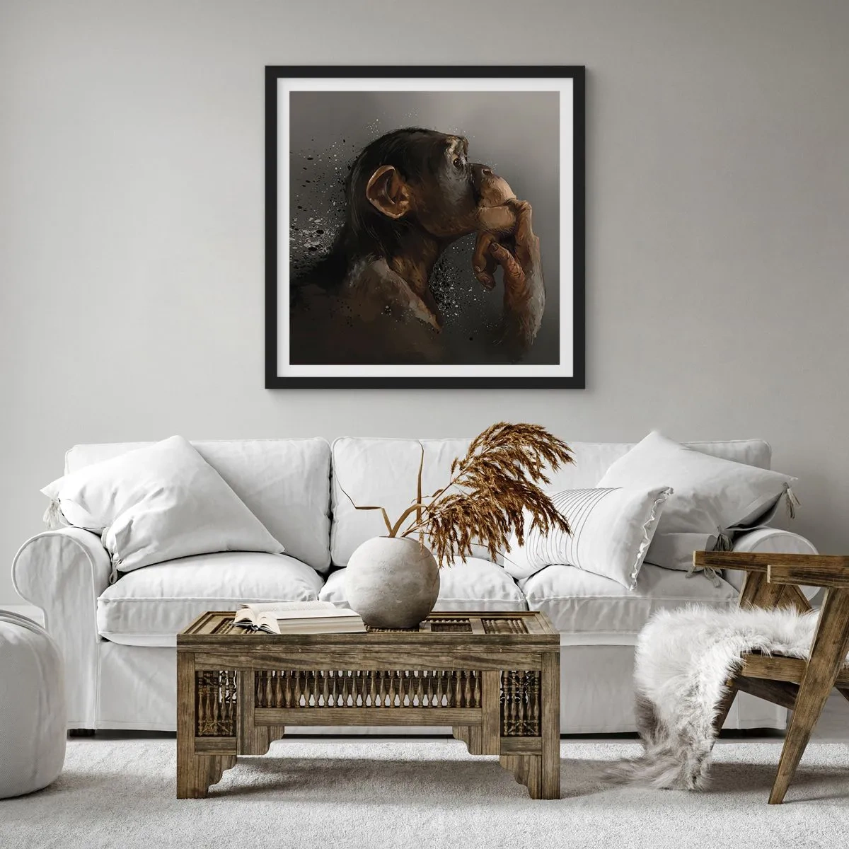 Poster in een zwarte lijst - Zeker een denker - 30x30 cm