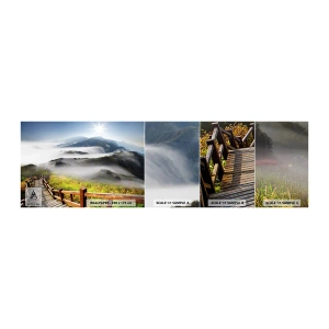 Fotobehang Monster Zelfklevend Deluxe Sticker - Geweven van schittering en mist - Landschap, Bergen, Nationaal Park - 100x30 cm