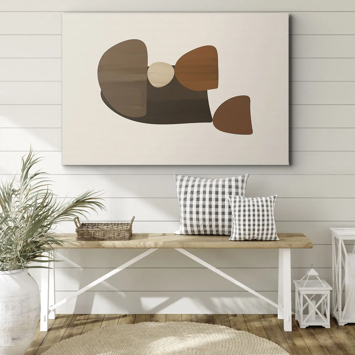 Schilderen op canvas - Abstracte compositie in tinten bruin en beige - 70x50cm - Compositie in brons - Moderne wanddecoratie voor woonkamer en slaapkamer ARTTOR