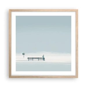 Een poster in een licht eiken lijst - Ja, ik wacht. - 50x50 cm