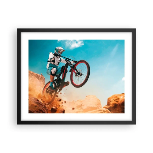 Poster in een zwarte lijst - Fiets waanzin demon - 50x40 cm
