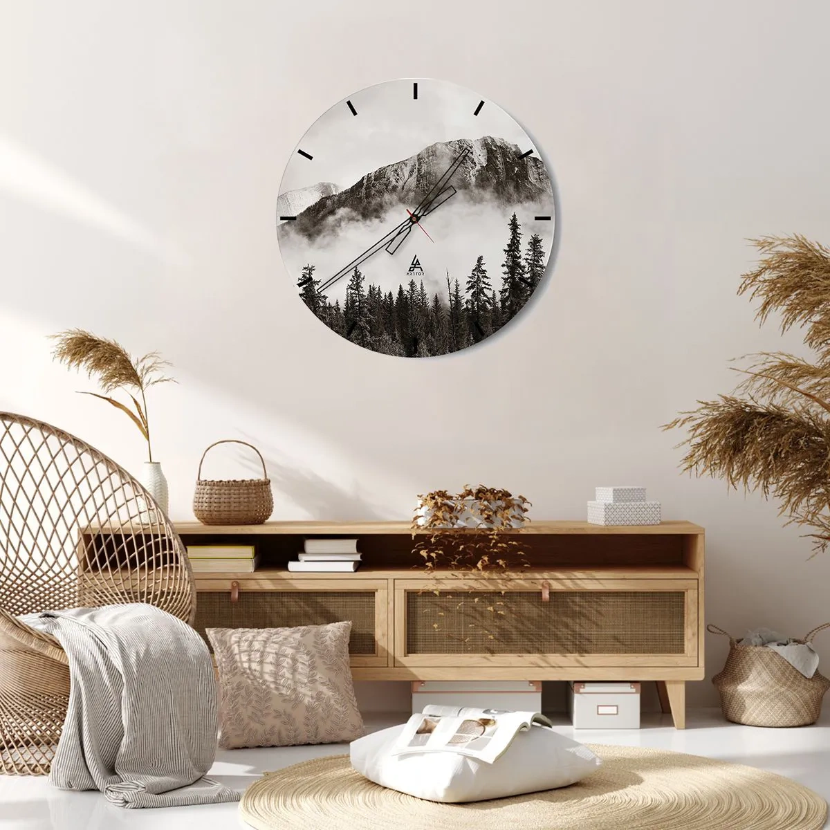 Wandklok - Klok - Granieten liniaal - 40x40 cm