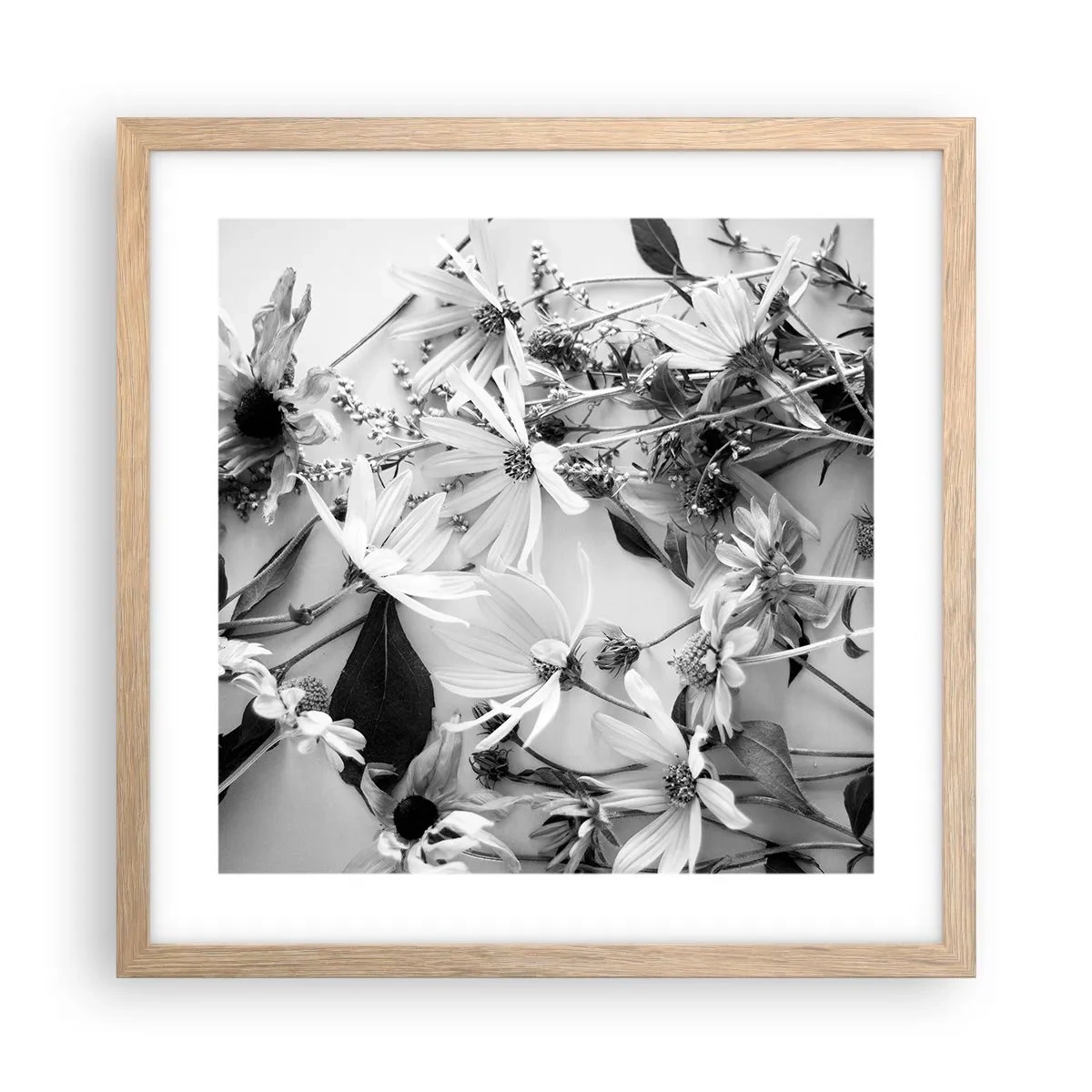 Een poster in een licht eiken lijst - Niet-boeket bloemen - 40x40 cm