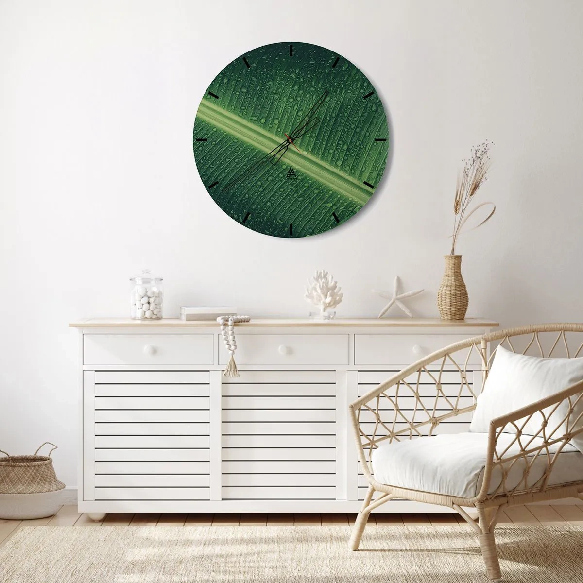 Wandklok - Klok - De structuur van groen - 40x40 cm