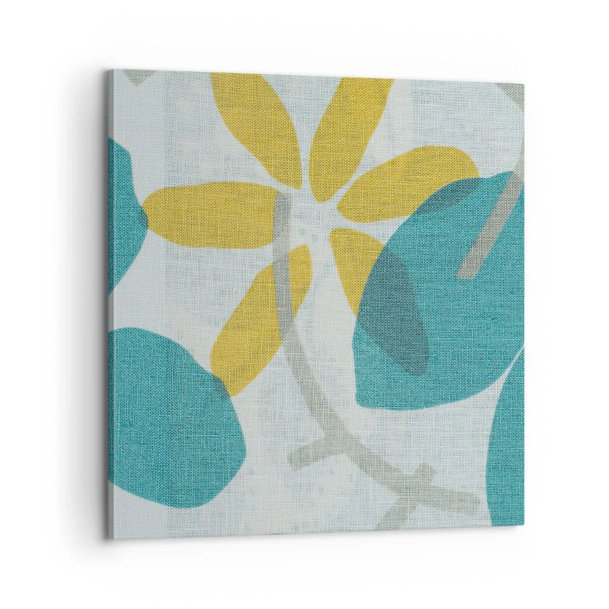 Schilderen op canvas - Tussen de azuurblauwe bladeren - 60x60 cm