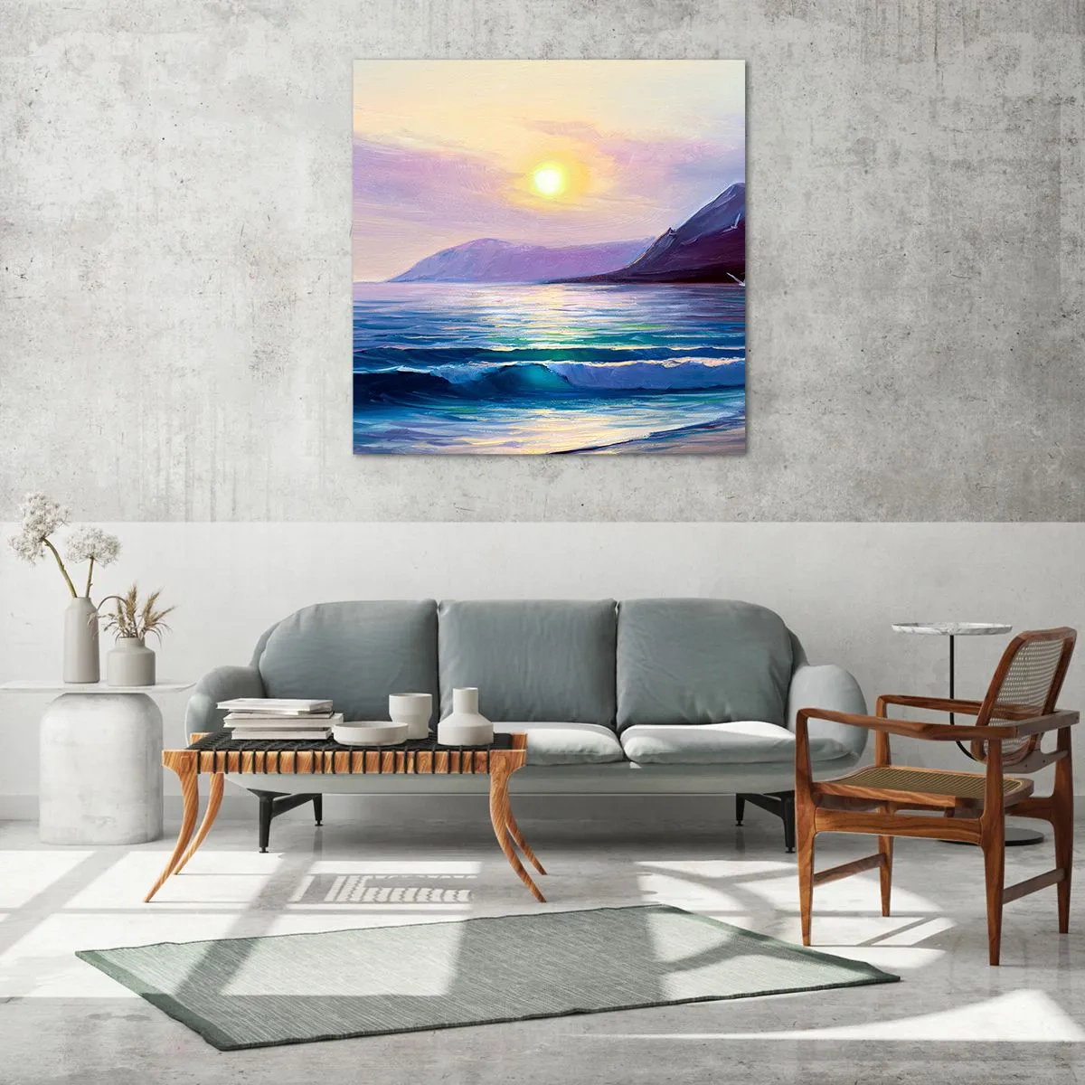 Schilderen op glas - Water en luchtkristal - 60x60 cm