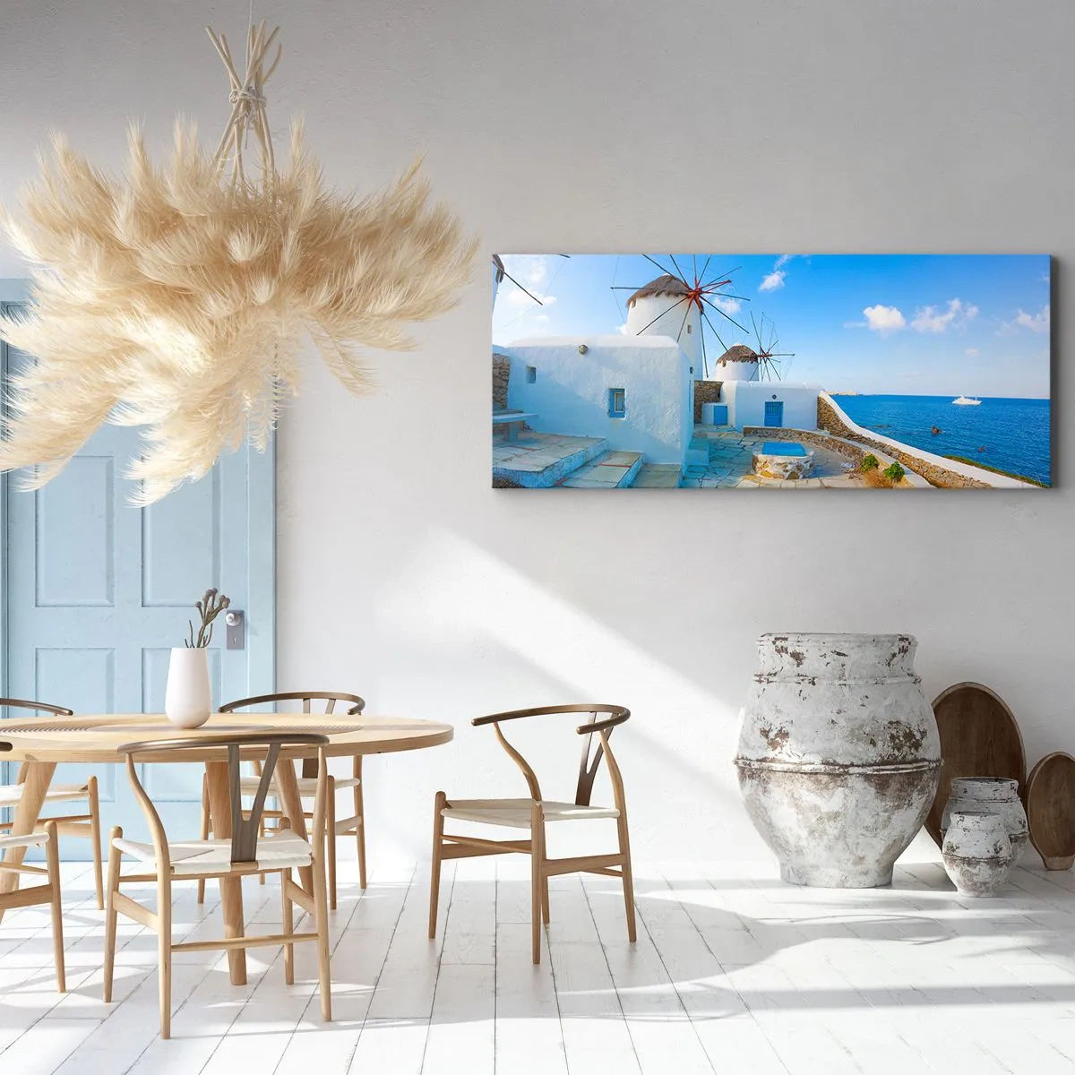 Schilderen op canvas - De blauwe wind uit de zee - 90x30 cm