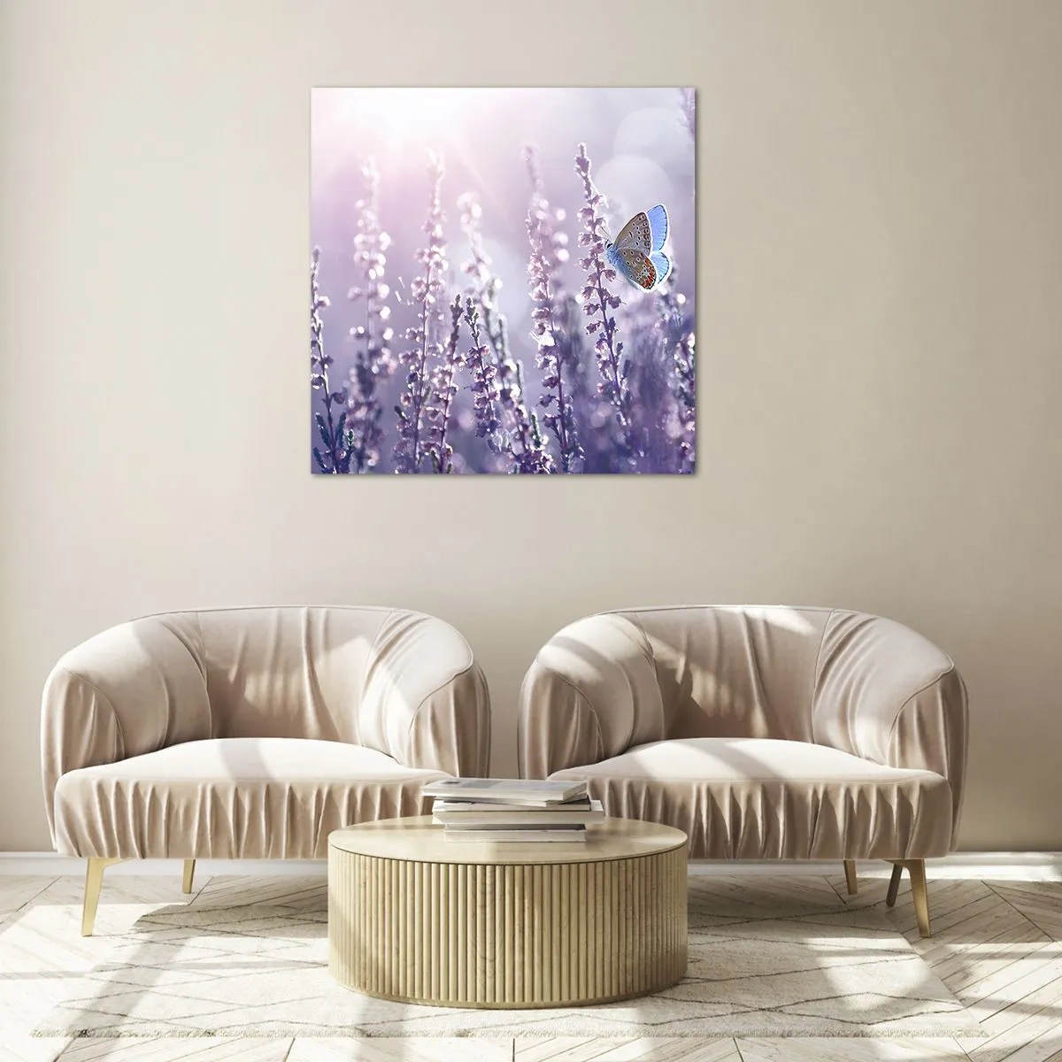 Schilderen op glas - Vlinder kus - 60x60 cm