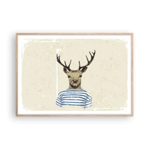 Een poster in een licht eiken lijst - Omdat ik van gestreepte t-shirts hou! - 100x70 cm