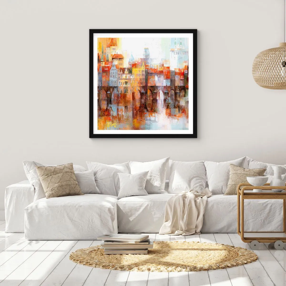 Poster in een zwarte lijst - Ook onder de brug is het mooi - 30x30 cm