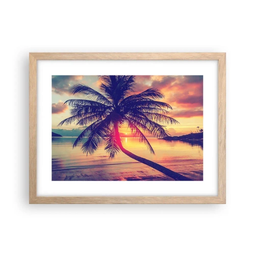 Een poster in een licht eiken lijst - Avond onder de palmbomen - 40x30 cm