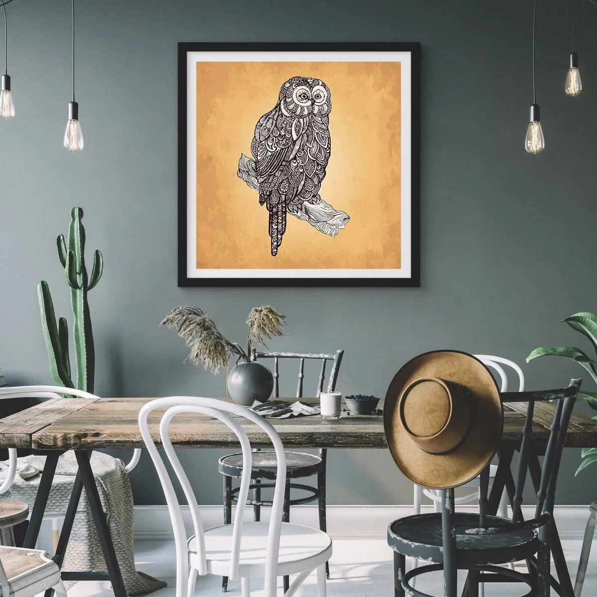 Poster in een zwarte lijst - Ingewikkelde ornamenten van wijsheid - 30x30 cm