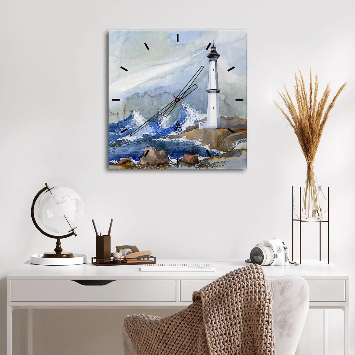 Wandklok - Klok - Tegen de duisternis en de storm - 40x40 cm