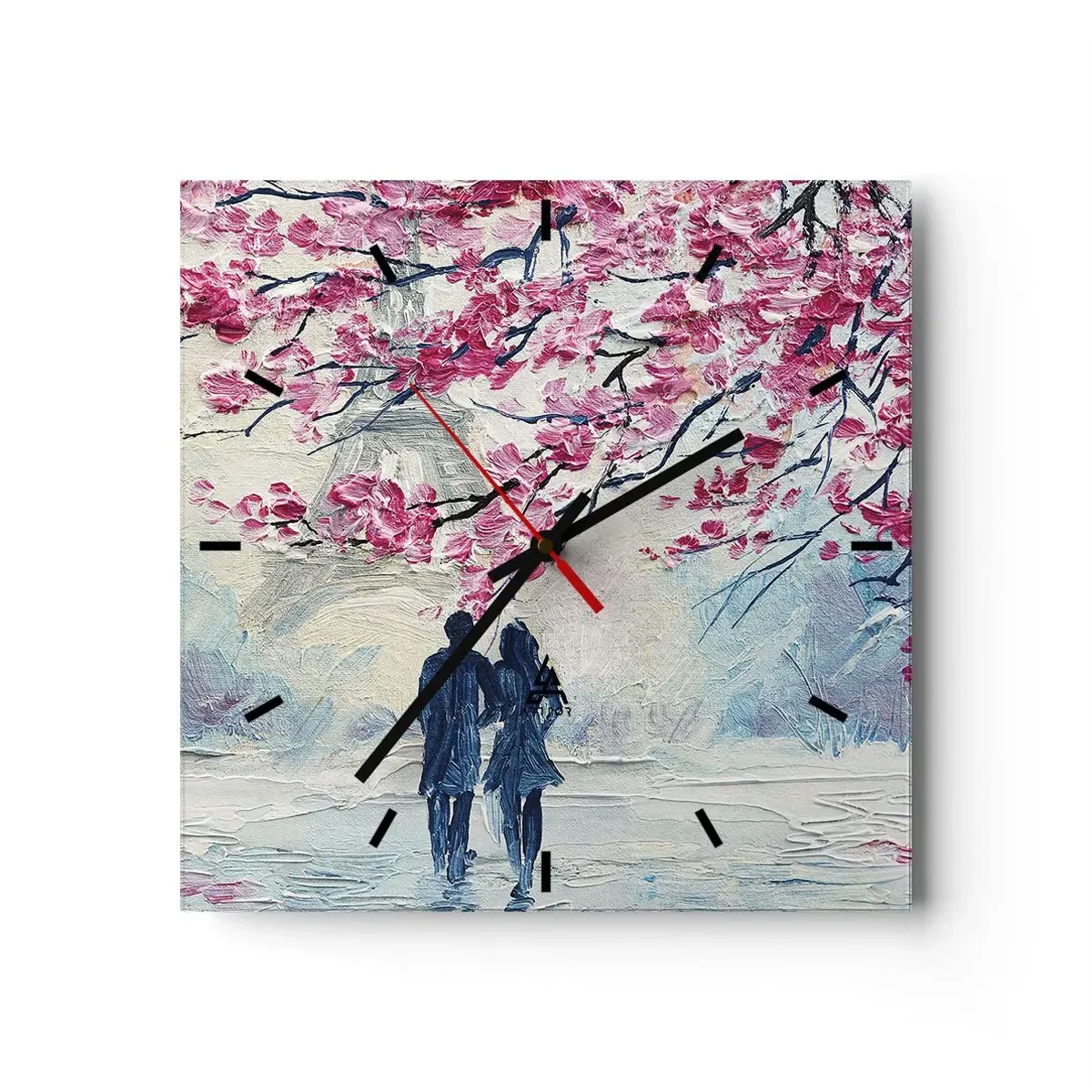 Wandklok - Klok - Een romantische wandeling - 30x30 cm