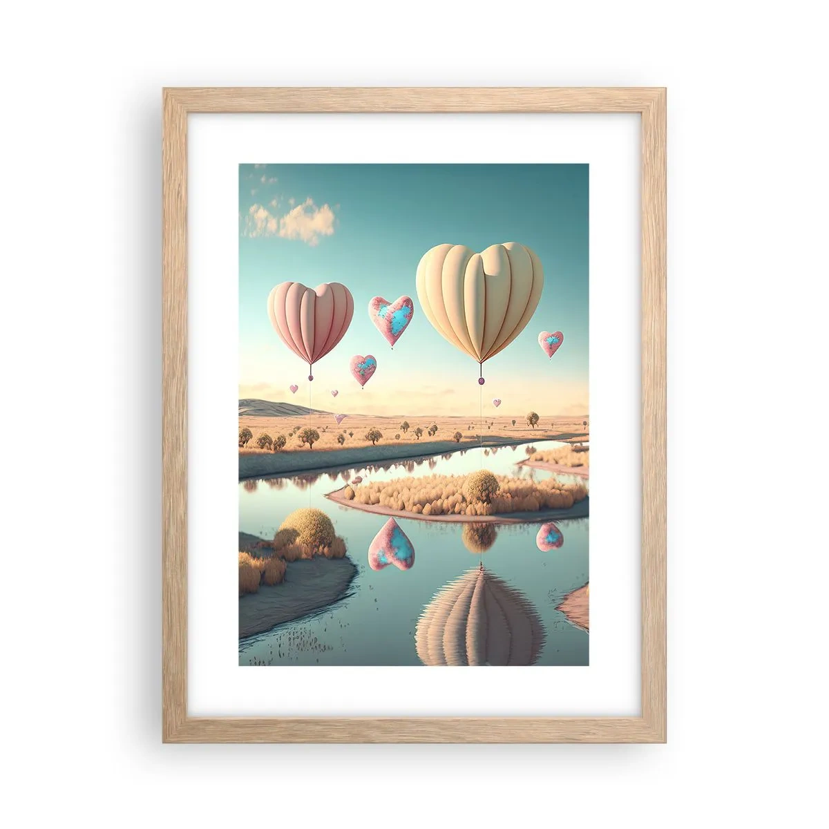 Een poster in een licht eiken lijst - Liefde laat je vliegen - 30x40 cm