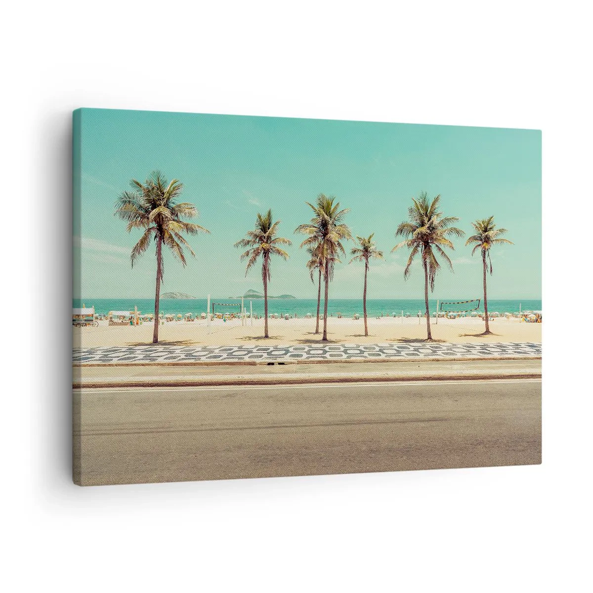 Schilderen op canvas - Palmbomen op het strand met uitzicht op de zee en de blauwe lucht - 70x50cm - Op wacht op het strand - Moderne wanddecoratie voor woonkamer en slaapkamer ARTTOR